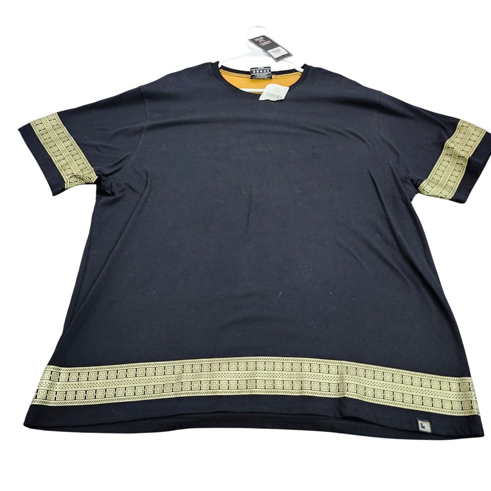 Level Ten Mens 3X Black Gold Trim T Shirt Big Tall NWT Streetwear Tee